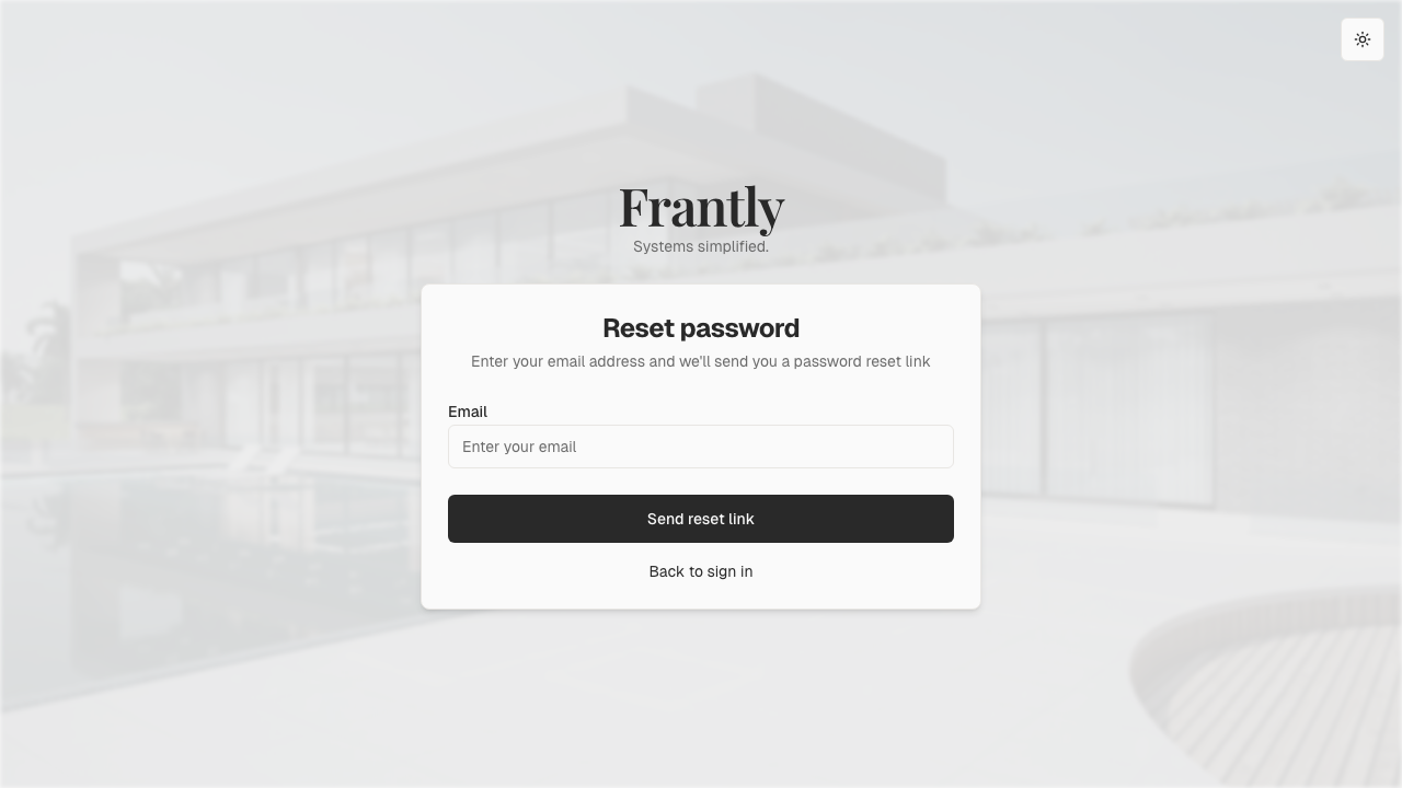 Forgot password page with email input field