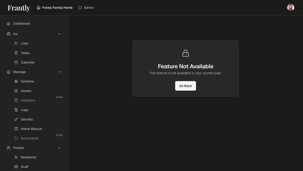 Home Care page showing maintenance records and upcoming tasks