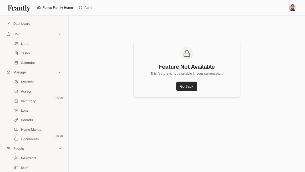 Home Care page showing maintenance records and upcoming tasks