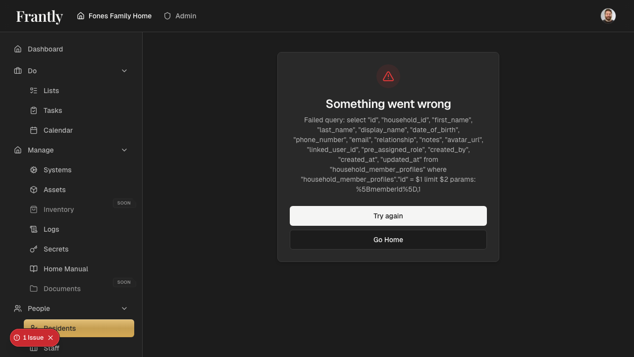Resident detail page showing permission management options