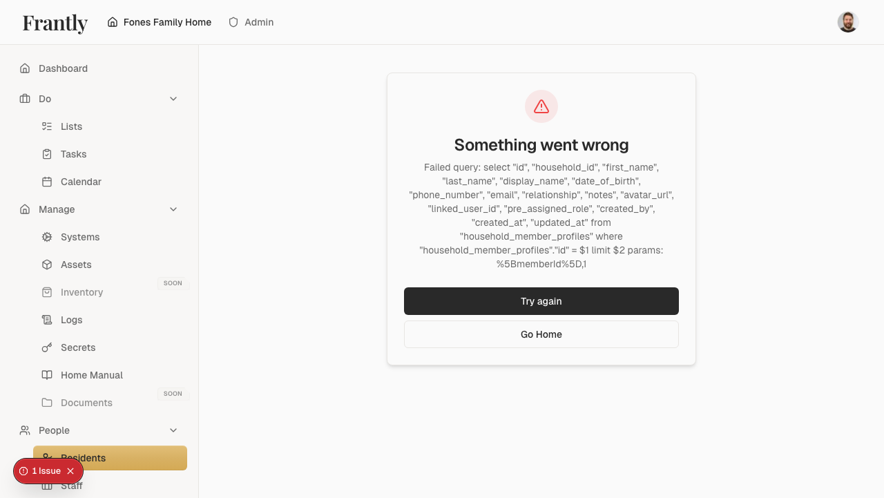 Resident detail page showing permission management options